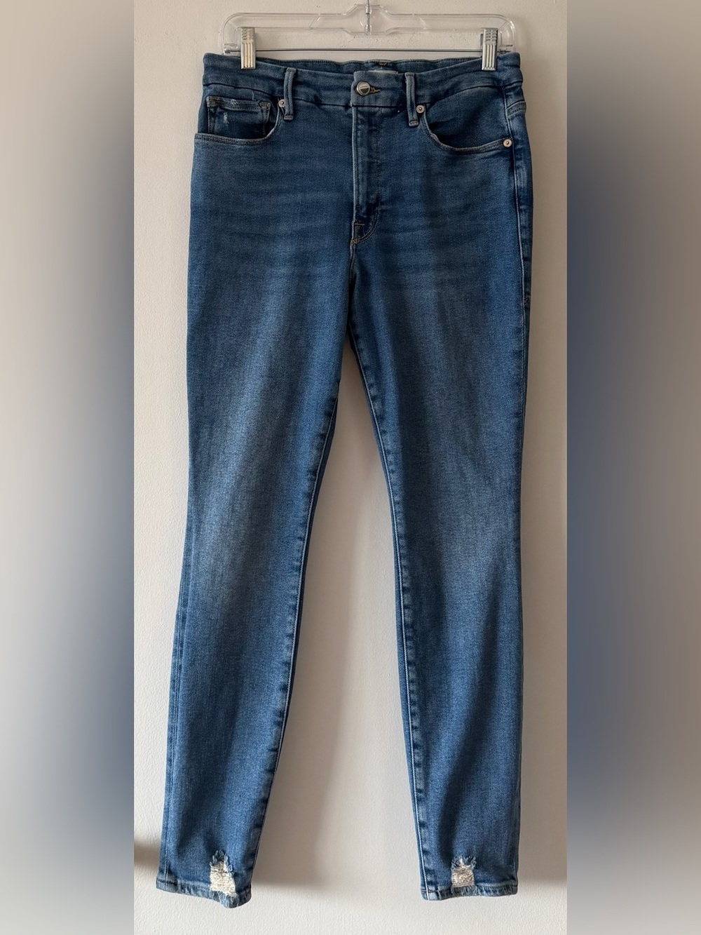Good American Good Legs Deep V Yoke High Rise Indigo Skinny Jeans 10 / 30